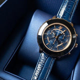 Swarovski Octea Lux Chrono Blue Dial Blue Leather Strap Watch for Women - 5563480 Authentic Buy Shop Now