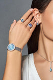 Emporio Armani Rosa Diamonds Mother of Pearl Blue Dial Silver Mesh Bracelet Watch For Women - AR11380 Authentic Buy Shop Now