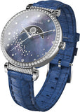 Swarovski Passage Moon Phase Blue Dial Blue Leather Strap Watch for Women - 5613320 Authentic Buy Shop Now