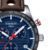 Tissot PRS 516 Chronograph Blue Dial Brown Leather Strap Watch For Men - T100.417.16.041.00 Authentic Buy Shop Now