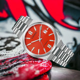 Citizen x Pantone Automatic Blazing Red Dial Silver Steel Strap Watch For Men - NJ0158-89W Authentic Buy Shop Now