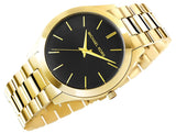 Michael Kors Slim Runway Quartz Black Dial Gold Steel Strap Watch For Men - MK8621 Authentic Buy Shop Now