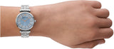 Emporio Armani Gianni T-Bar Quartz Blue Dial Silver Steel Strap Watch For Women - AR11594 Authentic Buy Shop Now
