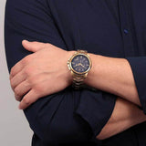 Maserati Successo Chronograph Blue Dial Gold Steel Strap Watch For Men - R8873621021 Authentic Buy Shop Now