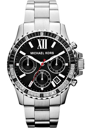 Michael Kors Everest Chronograph Black Dial Silver Steel Strap Watch For Women - MK5753 Authentic Buy Shop Now
