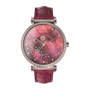 Swarovski Passage Moon Phase Red Dial Red Leather Strap Watch for Women - 5613323 Authentic Buy Shop Now