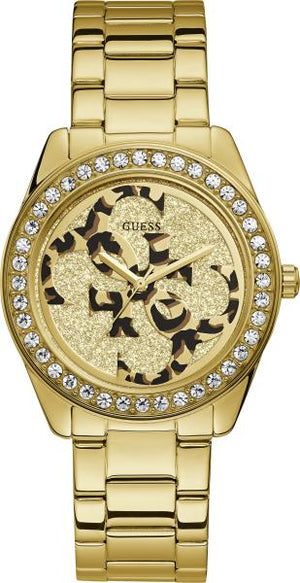 Guess G Twist Diamonds Gold Dial Gold Steel Strap Watch For Women - W1201L2 Authentic Buy Shop Now