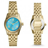 Michael Kors Lexington Quartz Blue Dial Gold Steel Strap Watch For Women - MK3271 Authentic Buy Shop Now
