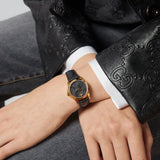 Gucci G Timeless Quartz Black Dial Black Leather Strap Watch For Women - YA126581A Authentic Buy Shop Now