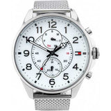 Tommy Hilfiger Dean Chronograph White Dial Silver Mesh Bracelet Watch for Men - 1791277 Authentic Buy Shop Now