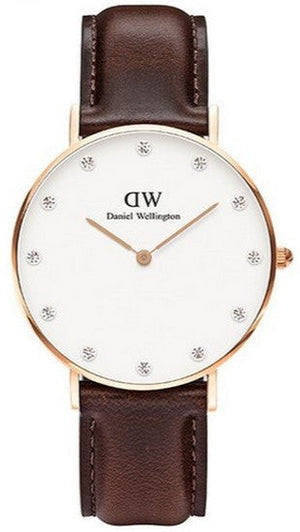 Daniel Wellington Classic Sheffield White Dial Brown Leather Strap Watch for Women - DW00100153 Authentic Buy Shop Now