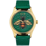 Gucci G Timeless Bee Green Dial Green Leather Strap Watch For Women - YA1264065 Authentic Buy Shop Now