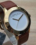 Marc Jacobs Blade White Dial Brown Leather Strap Watch for Women - MBM1218 Authentic Buy Shop Now