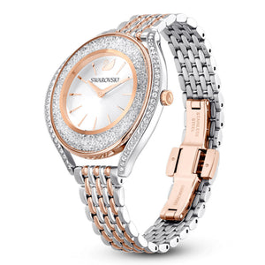 Swarovski Crystalline Aura White Dial Two Tone Mesh Strap Watch for Women - 5644075 Authentic Buy Shop Now
