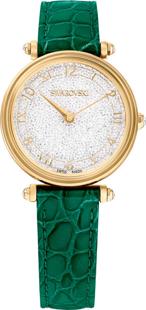 Swarovski Crystalline Wonder Silver Dial Green Leather Strap Watch for Women - 5656893 Authentic Buy Shop Now