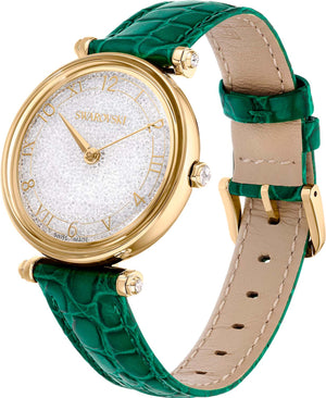Swarovski Crystalline Wonder Silver Dial Green Leather Strap Watch for Women - 5656893 Authentic Buy Shop Now