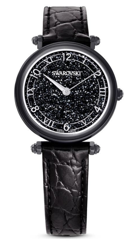 Swarovski Crystalline Wonder Black Dial Black Leather Strap Watch for Women - 5664311 Authentic Buy Shop Now