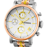 Fossil Boyfriend Chronograph White Dial Two Tone Steel Strap Watch for Women - ES3840 Authentic Buy Shop Now