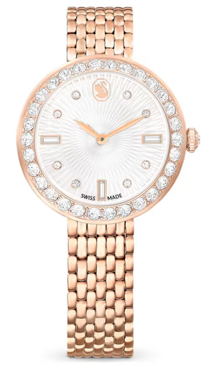 Swarovski Certa Crystals Silver Dial Rose Gold Steel Strap Watch for Women - 5672981 Authentic Buy Shop Now