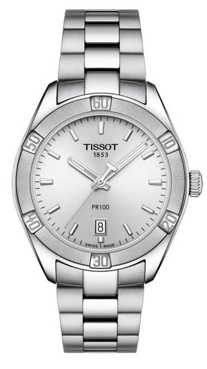 Tissot PR 100 Sport Chic Silver Dial Silver Steel Strap Watch for Women - T101.910.11.031.00 Authentic Buy Shop Now