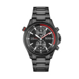 Hugo Boss Globetrotter Black Dial Black Steel Strap Watch for Men - 1513825 Authentic Buy Shop Now