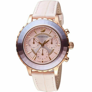 Swarovski Octea Lux Chrono Pink Dial Pink Leather Strap Watch for Women - 5452501 Authentic Buy Shop Now