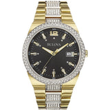Bulova Crystal Black Dial Two Tone Steel Strap Watch for Men - 98B235 Authentic Buy Shop Now