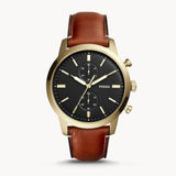 Fossil Townsman Chronograph Black Dial Brown Leather Strap Watch for Men - FS5338 Authentic Buy Shop Now