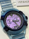 Versace Icon Active Chronograph Purple Dial Blue Silicone Strap Watch For Men - VEZ701523 Authentic Buy Shop Now