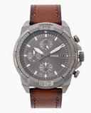 Fossil Bronson Chronograph Grey Dial Brown Leather Strap Watch for Men - FS5855 Authentic Buy Shop Now