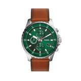 Fossil Dillinger Luggage Chronograph Green Dial Brown Leather Strap Watch for Men - FS5734 Authentic Buy Shop Now