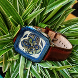 Fossil Inscription Automatic Skeleton Blue Dial Brown Leather Strap Watch for Men - BQ2571 Authentic Buy Shop Now