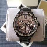 Michael Kors Wren Chronograph Gold Diamonds Dial Black Steel Strap Watch for Women - MK5879 Authentic Buy Shop Now