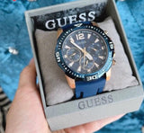 Guess Commander Blue Dial Blue Rubber Strap Watch for Men - GW0211G4 Authentic Buy Shop Now