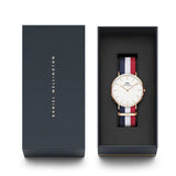 Daniel Wellington Classic Cambridge White Dial Two Tone NATO Strap Watch For Men - DW00100003 Authentic Buy Shop Now