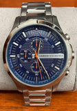 Armani Exchange Hampton Chronograph Blue Dial Silver Steel Strap Watch For Men - AX2155 Authentic Buy Shop Now