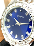Bulova Phantom Baguette Crystal Blue Dial Silver Steel Strap Watch for Men - 96A254 Authentic Buy Shop Now