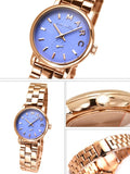 Marc Jacobs Mini Baker Blue Dial Rose Gold Steel Strap Watch for Women - MBM3285 Authentic Buy Shop Now