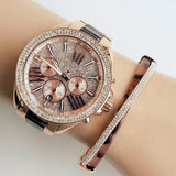 Michael Kors Wren Diamonds Rose Gold Dial Two Tone Steel Strap Watch for Women - MK6159 Authentic Buy Shop Now
