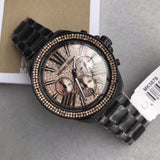 Michael Kors Wren Chronograph Gold Diamonds Dial Black Steel Strap Watch for Women - MK5879 Authentic Buy Shop Now