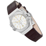 Maserati Potenza Silver Dial Brown Leather Strap Watch For Women - R8851108506 Authentic Buy Shop Now