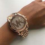 Michael Kors Bradshaw Rose Gold Dial Rose Gold Steel Strap Watch for Women - MK6437 Authentic Buy Shop Now