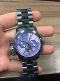 Michael Kors Runway Chronograph Purple Dial Black Steel Strap Watch For Women - MK5954 Authentic Buy Shop Now