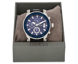 Guess Pinnacle Chronograph Quartz Blue Dial Black Leather Strap Watch For Men - W0673G4 Authentic Buy Shop Now