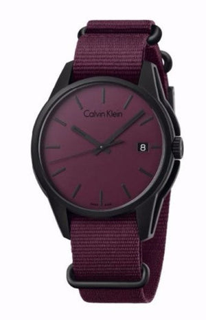 Calvin Klein Tone Maroon Dial Maroon NATO Strap Watch for Men - K7K514UP Authentic Buy Shop Now