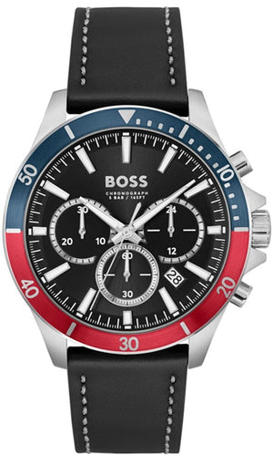 Hugo Boss Troper Chronograph Black Dial Black Leather Strap Watch For Men - 1514099 Authentic Buy Shop Now