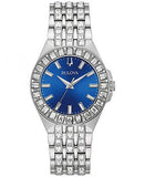 Bulova Phantom Baguette Crystal Blue Dial Silver Steel Strap Watch for Men - 96A254 Authentic Buy Shop Now