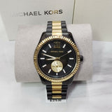 Michael Kors Lexington Quartz Black Dial Two Tone Steel Strap Watch For Men - MK8948 Authentic Buy Shop Now