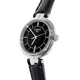 Tissot T Lady Flamingo Black Dial Black Leather Strap Watch For Women - T094.210.16.051.00 Authentic Buy Shop Now
