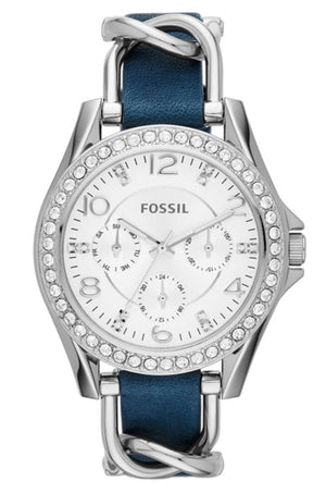 Fossil Riley White Dial Blue Leather Strap Watch for Women - ES3464 Authentic Buy Shop Now
